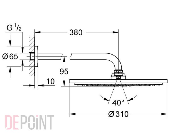 ЧертежGrohe Rainshower Cosmopolitan 310 (26066000)