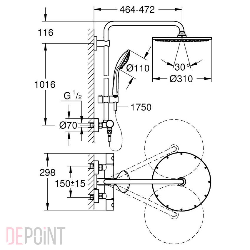 ЧертежGrohe Euphoria XXL System 310 (26075000)