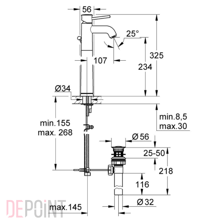 ЧертежGrohe Essence (32901000)